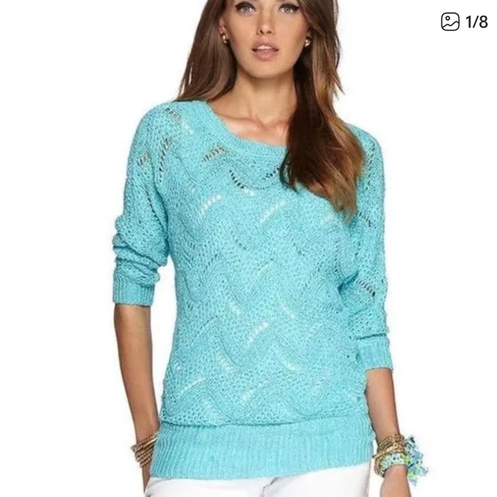 Lilly Pulitzer Turquoise Larissa Crew Neck dolman tunic Sweater